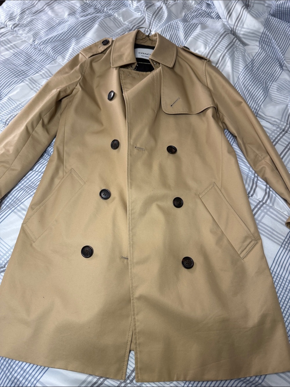 Coach Tan Double-Breasted Trench Coat